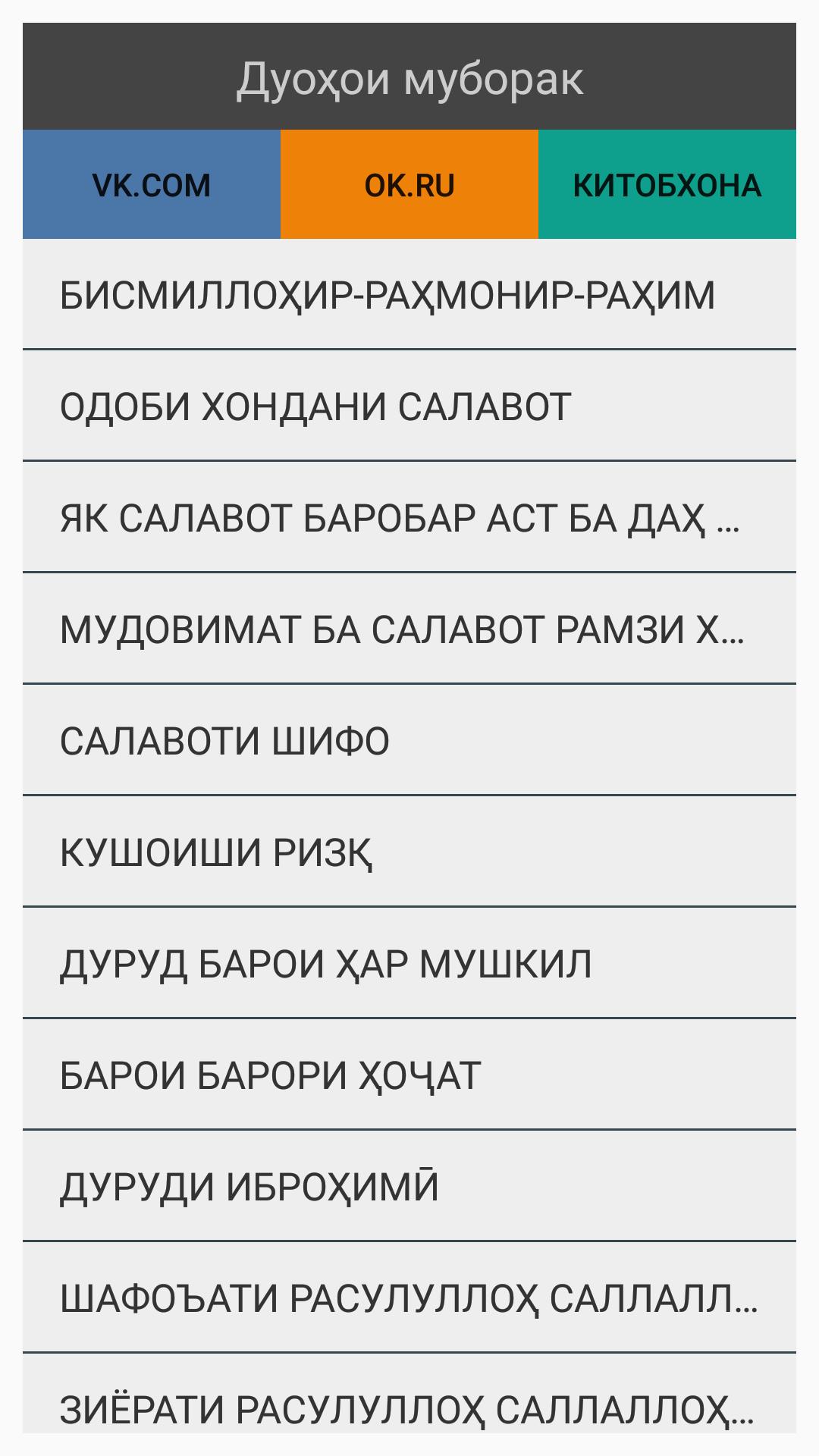 Китоби сурахо. Дурратул Воъизин. Фарзи Айн. Китоби салавот бар. Китоби дурратул Воъизин.