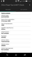 برنامه‌نما DVLA Road Tax & MOT Check عکس از صفحه