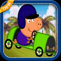 Pep Pig Pink Car постер