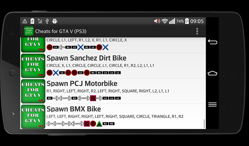 Коды для GTA 5 (PS3) для Андроид - скачать APK