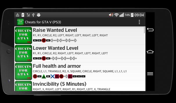 Cheats pour GTA 5 (PS3) pour Android - Téléchargez l'APK