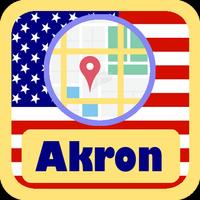 USA Akron City Maps plakat