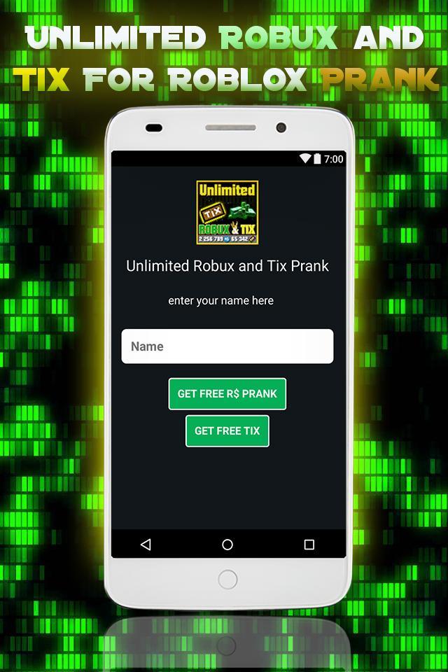 Unlimited Robux And Tix For Roblox Simulator For Android Apk Download - unlimited of robux and tix for roblox prank 10 apk android