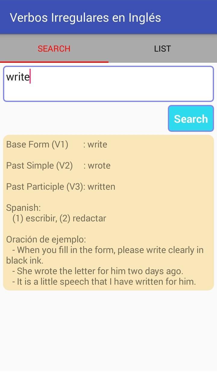 Aprender Verbos Irregulares en Inglés APK pour Android Télécharger