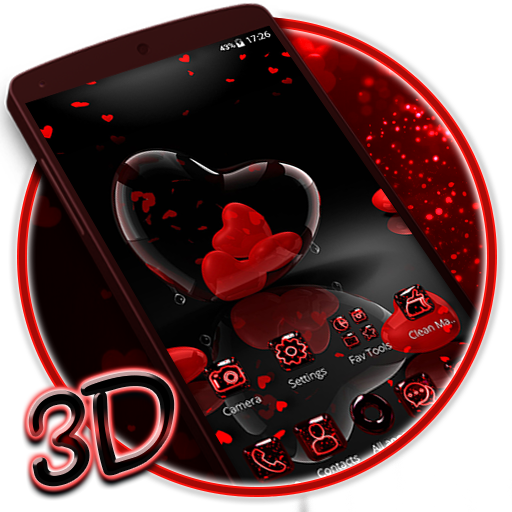3D Valentine Glass Tech Love Theme