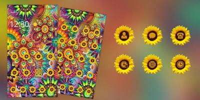 Abstract Varicolored Sunflower Relief Theme capture d'écran 3