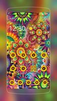 Abstract Varicolored Sunflower Relief Theme постер