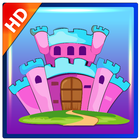 Castle theme coloring book icon