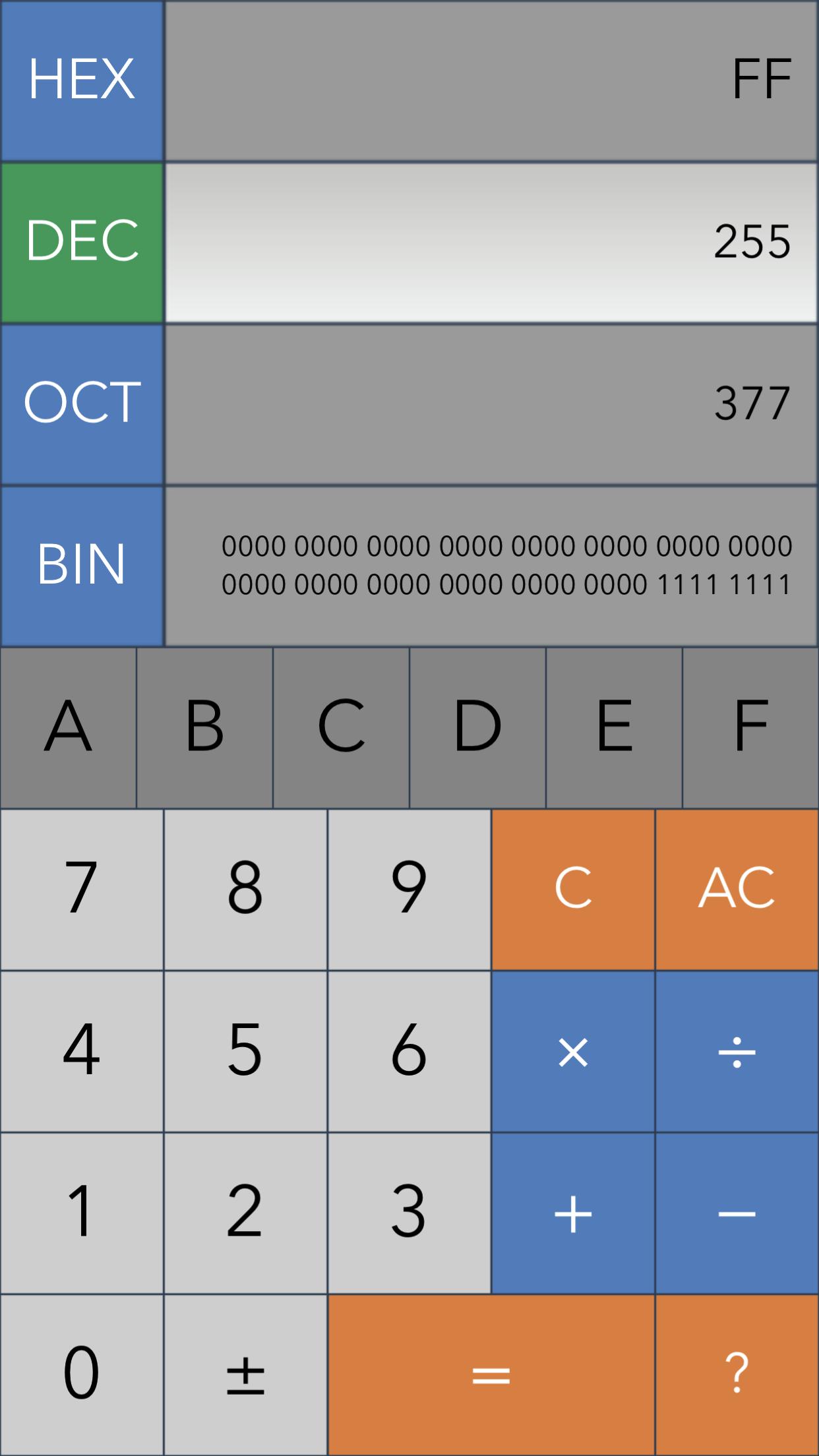 Hex,Dec,Oct,Bin(Dev Calc) APK for Android Download