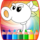 coloring book for zombie and plats coloring page-icoon