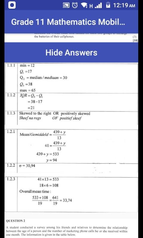 math assignment grade 11