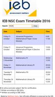 IEB NSC 2016 Exam Timetable تصوير الشاشة 1