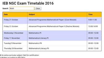 IEB NSC 2016 Exam Timetable Ekran Görüntüsü 3