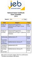 NSC Exam Timetable 2016 (IEB) Ekran Görüntüsü 1