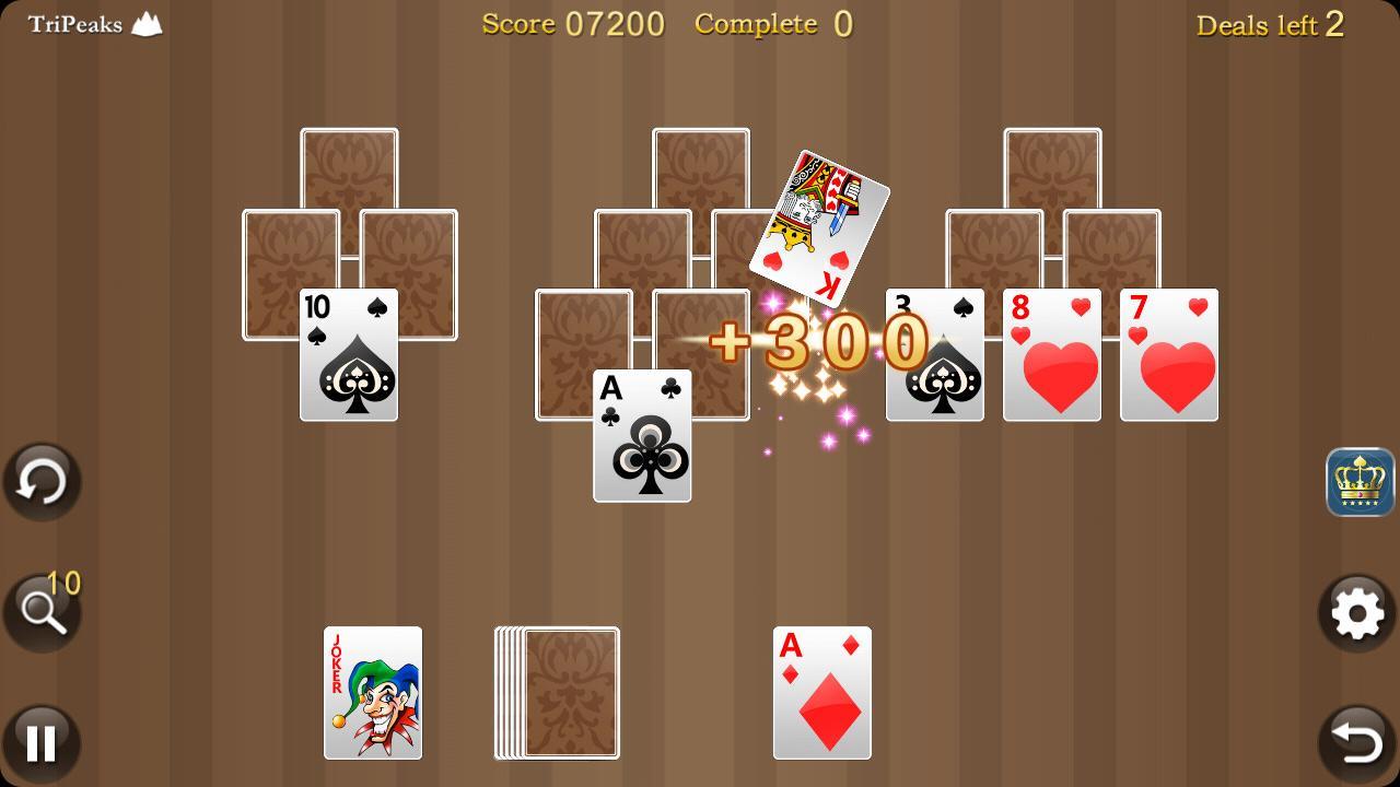 Пасьянс Solitaire Tripeaks. Complete the deal