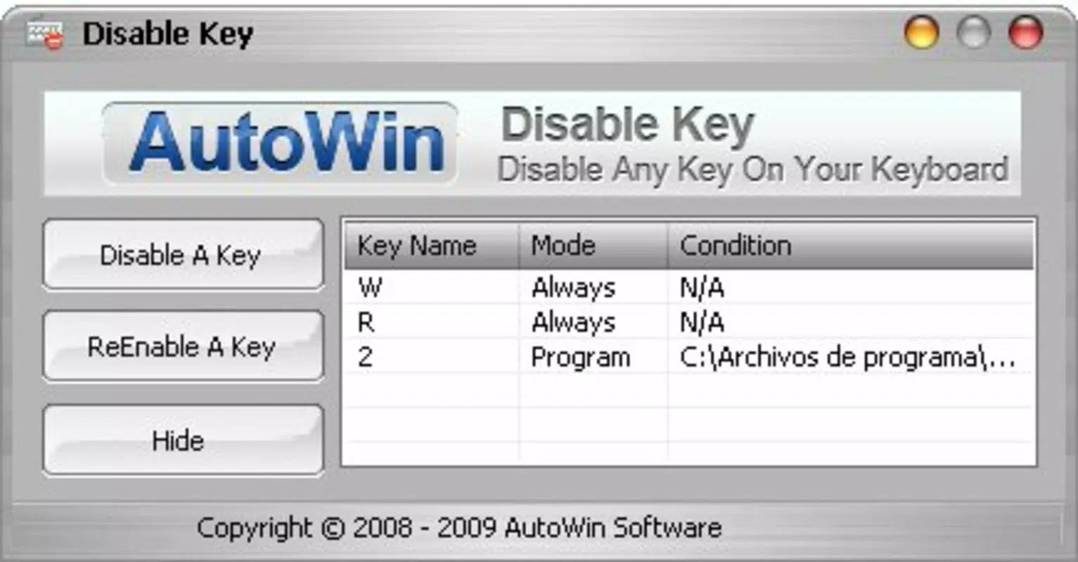 Disable Key