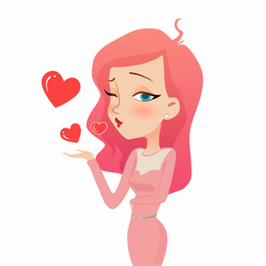 Pink Girl Mia Stickers - Valentine's Day