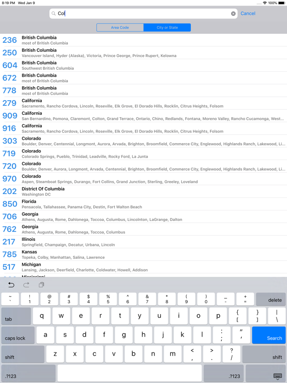 Area Code Directory Plakat