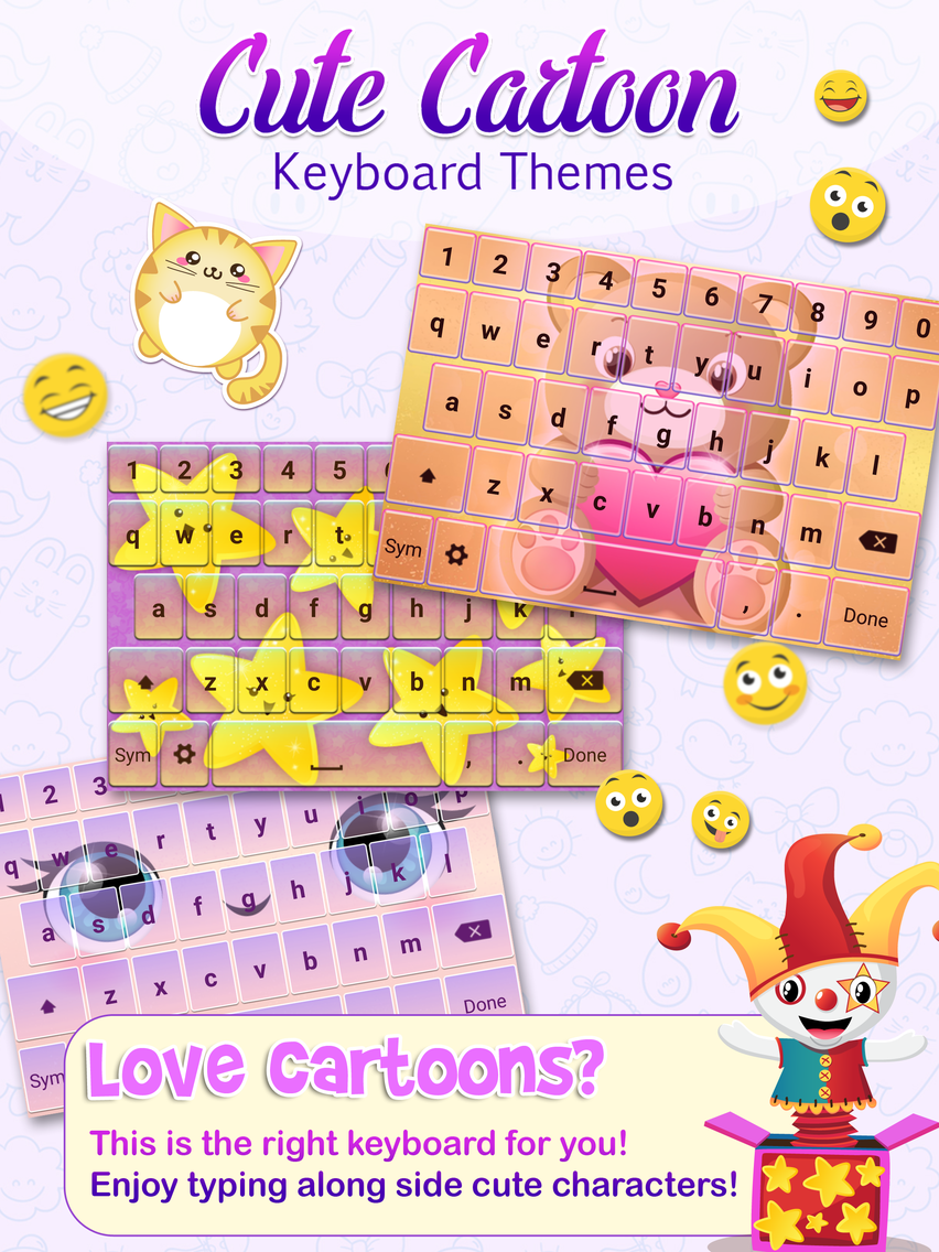 Cute Cartoon Keyboard Themes poster