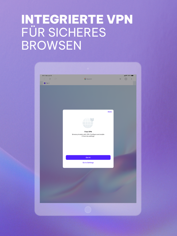 Opera-Browser und VPN Plakat