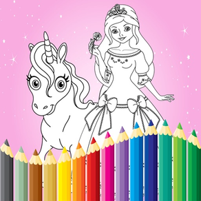 Princess Coloring Book Draw Paint for Kids & Adult