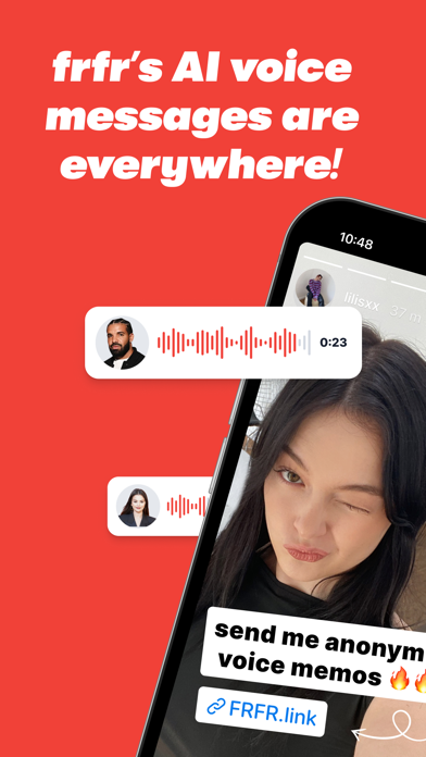 frfr: AI voice messages poster