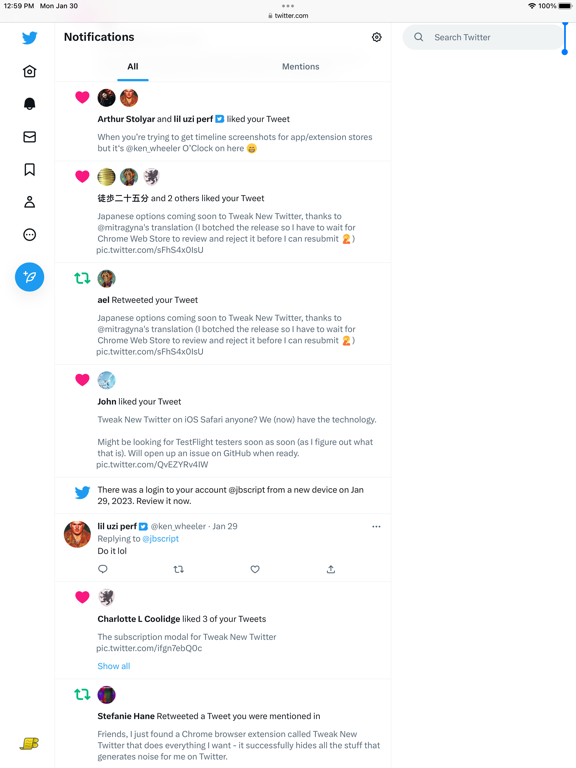 Control Panel for Twitter poster