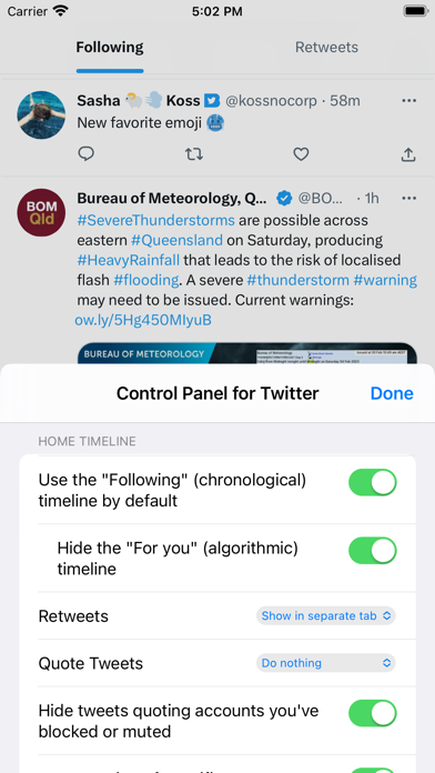 Control Panel for Twitter poster