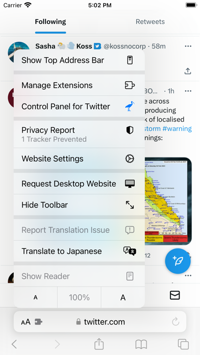 Control Panel for Twitter poster