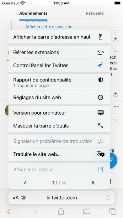 Control Panel for Twitter Affiche