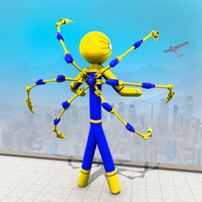 Flying Hero Stickman Superhero