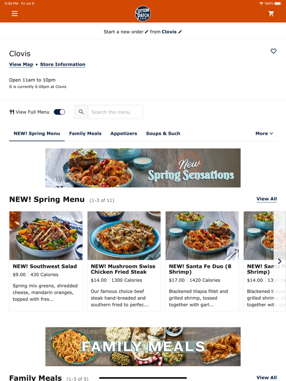 Cotton Patch Cafe Ordering poster