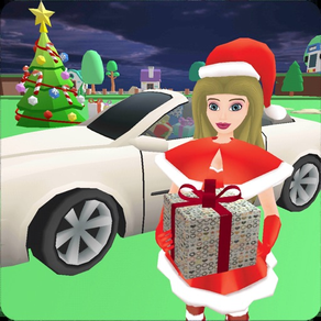 Navidad Santa Girl Car Drive