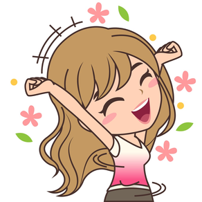 Cheerful Girl Sticker for iMessage by AMSTICKERS