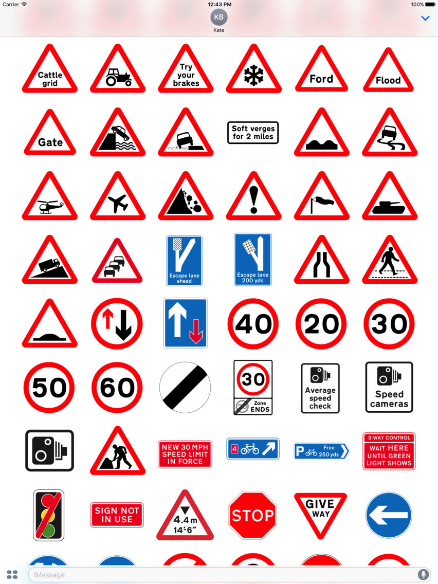 Road Sticker Type 200 UK Highway & Traffic Signs Stickers for iOS (iPhone/iPad) Latest ...