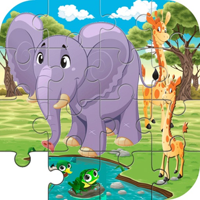 Elefante e girafa jogo de quebra-cabeça habilidade