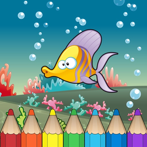 Underwater & sea animal Coloring Book for Kids: 着色书 儿童的水下生活：像美人鱼，海盗，龟，鱼和许多图像。免费，新，学习，幼儿园，学前班和学校！