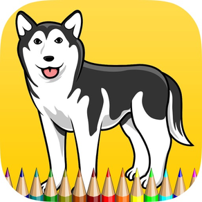 El Cachorro para colorear libro: Aprende a colorear y dibujar un cachorro siberiano y más, juegos gratis para los niños