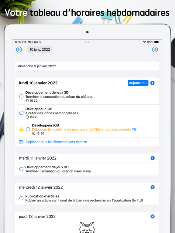 Plan hebdomadaire Affiche
