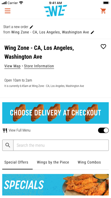 Wing Zone Ordering poster