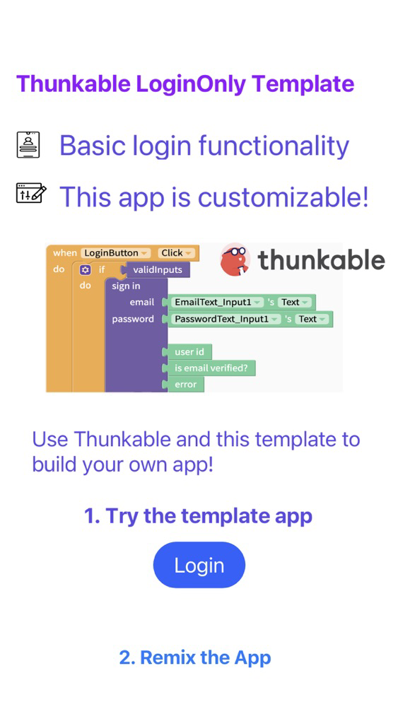 Thunkable LoginOnly poster