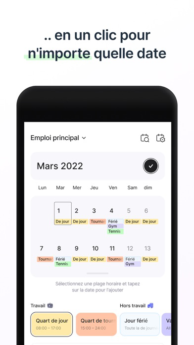 Calendrier horaire de travail Affiche