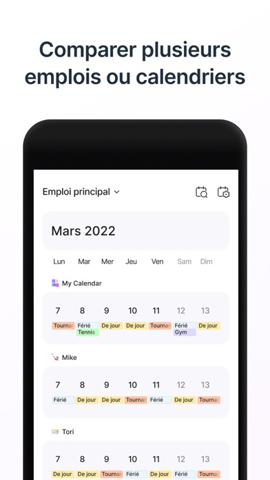 Calendrier horaire de travail Affiche