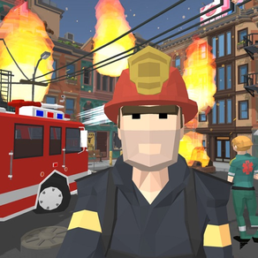 Heróis dos bombeiros da cidade