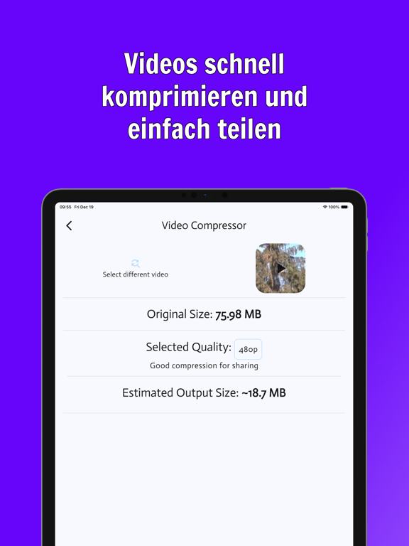 Video-Kompressor. Editor Plakat