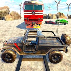 train voiture derby crash 3D