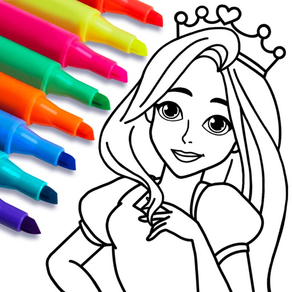 Princess Coloring Book: Paint