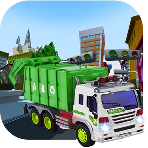 Cubo basura camión parque: unidad ciudad