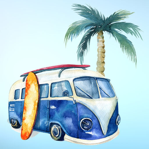 Surfs Up Summer Vacation Beach Sticker Pack