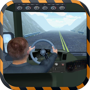 Berg Bus Driving Simulator-Cockpit-Ansicht - Ausweichen des Verkehrs auf eine gefährliche Autobahn